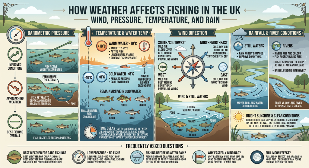 How Weather Affects Fishing UK: Wind, Pressure, Temperature, and Rain 1 How Weather Affects Fishing UK: Wind, Pressure, Temperature, and Rain