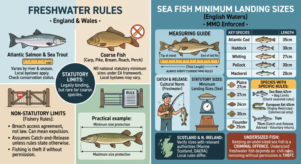 Minimum Size Limits UK Fishing: Sea Fish and Freshwater Rules 1 Minimum Size Limits UK Fishing Sea Fish and Freshwater Rules