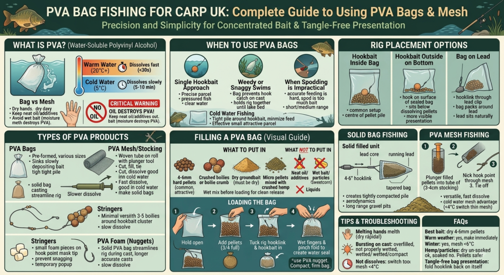 PVA Bag Fishing for Carp UK: How to Use PVA Bags and Mesh 1 PVA Bag Fishing for Carp UK: How to Use PVA Bags and Mesh