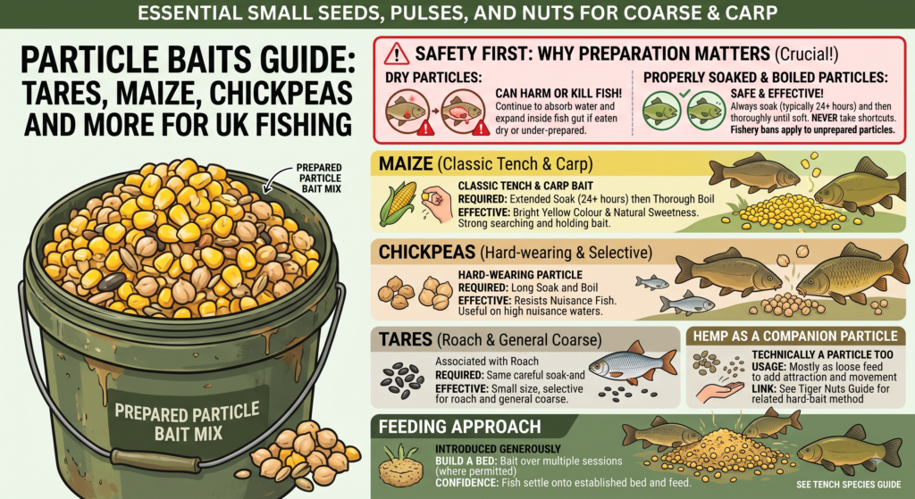 Particle Baits Guide: Tares, Maize, Chickpeas and More for UK Fishing