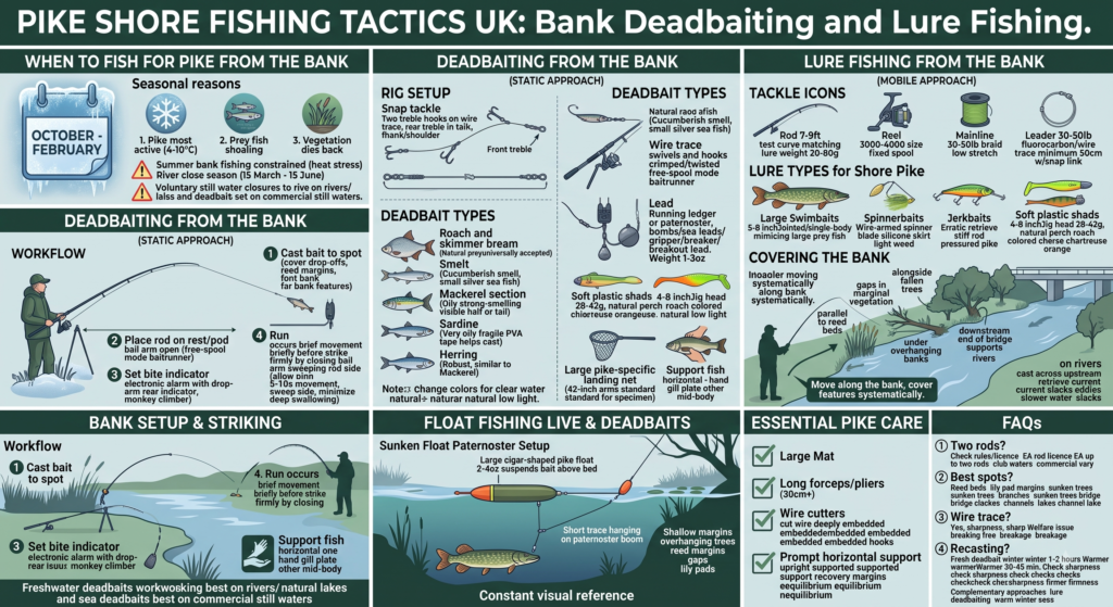 Pike Shore Fishing Tactics UK: Bank Deadbaiting and Lure Fishing 1 Pike Shore Fishing Tactics UK: Bank Deadbaiting and Lure Fishing