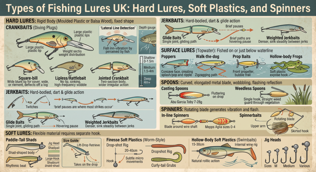 Types of Fishing Lures UK: Hard Lures, Soft Plastics and Spinners Explained 1 Types of Fishing Lures UK Hard Lures, Soft Plastics and Spinners Explained
